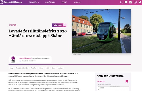 Skåne blev aldrig fossilbränslefritt 2020