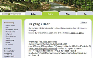 Kalendervy på Höör turisbyrås hemsida.